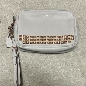 Coach Cream Wristlet with Gold Studs